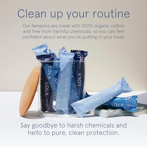 LOLA Organic Cotton Tampons, 8 Count - Tampons Regular, Period Feminine Hygiene Products LOLA