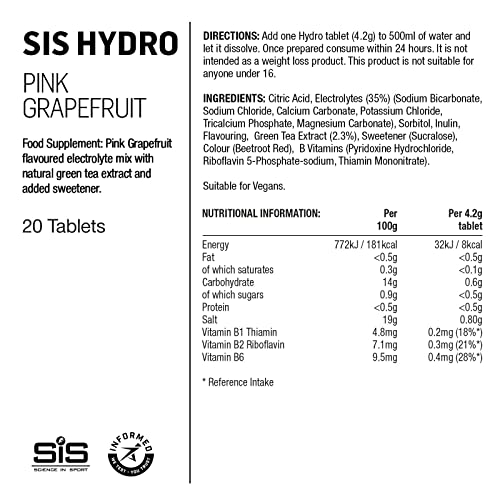 Science In Sport Hydro Hydration Tablets, Gluten-Free, Zero Sugar, Pink Grapefruit Science in Sport