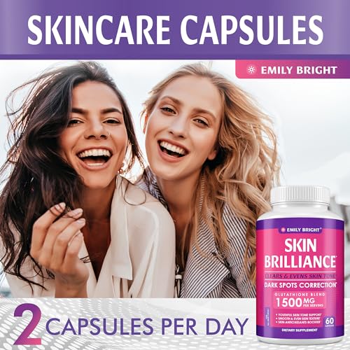 Glutathione Capsules - 1,500mcg Glutathione Supplement - Skin Tone Enhancer - Targets Emily Bright INC