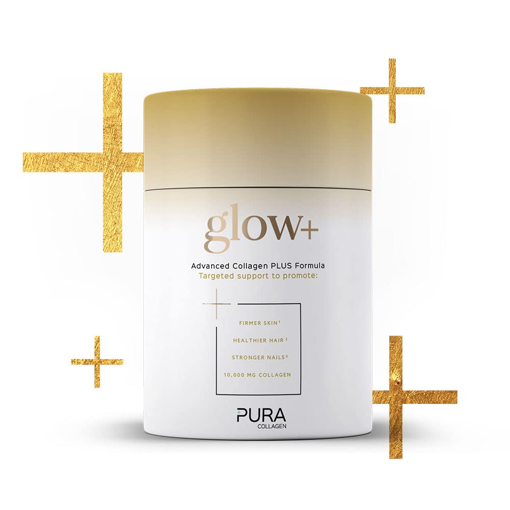 Pura Collagen Powdered Supplement Glow+, 10,000mg Hydrolysed Peptides, Hyaluronic Acid, Vitamins & Minerals, 28 Servings, 284 g Pura Collagen