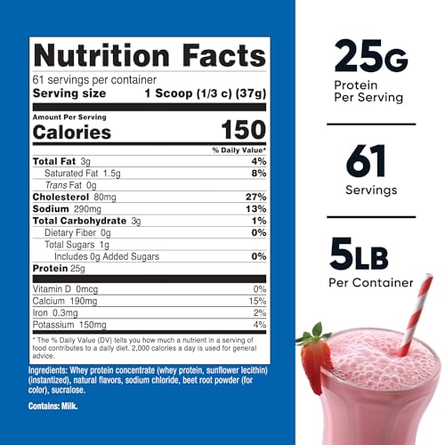 Nutricost Whey Protein Concentrate (Strawberry Milkshake) 5LBS - Gluten Free Nutricost
