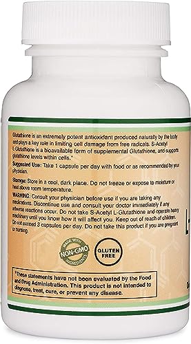 S-Acetyl L-Glutathione Capsules - 100mg, Manufactured and Tested in The USA, 60 Count Double Wood Supplements