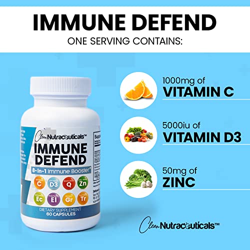 Immune Defense Support Supplement 8 in 1 w/Zinc 50mg Quercetin, VIT C