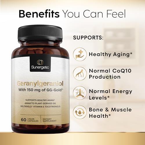 Premium Geranylgeraniol Supplement – GG-Gold 150mg with DeltaGold Vitamin E Tocotrienols Sunergetic