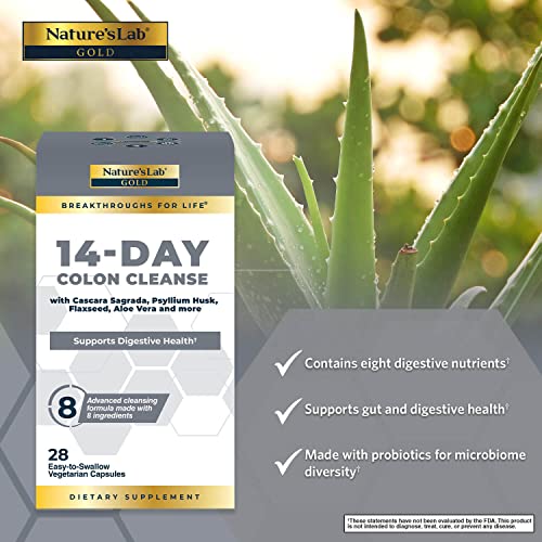 Nature's Lab Gold 14 Day Colon Cleanse* - Blend of Probiotics, Fiber, Flavonoids Nature's Lab