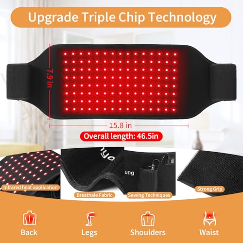 SUNNYOUNG Red Light Therapy Belt, Infrared Light Therapy Wrap Muscle Relaxing Belt with 120 LED Lights sunnyoung