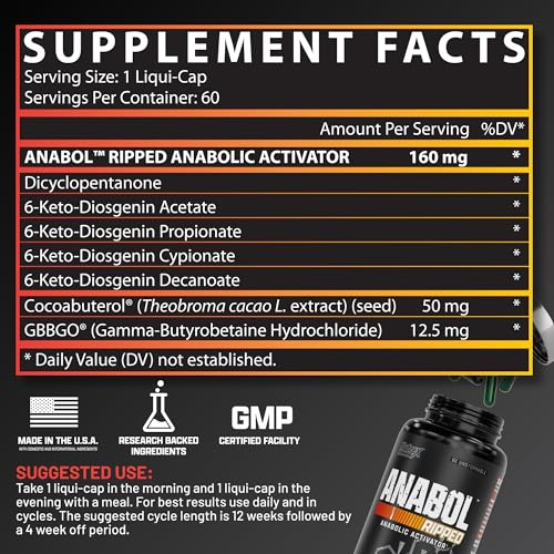 Nutrex Research Anabol Ripped Anabolic Muscle Builder for Men, 2-in-1 Muscle Builder Nutrex Research