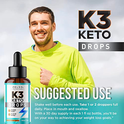 (3 Pack) K3 Keto Drops for Weight Loss - Fat Burner & Metabolism Booster | Advanced Keto