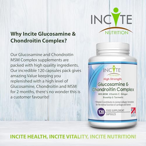 Glucosamine and Chondroitin High Strength Complex with MSM, Vitamin C, Ginge Incite Nutrition