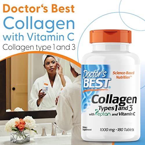 Doctor's Best, Collagen Types 1 and 3, Peptane & Vitamin C, 1,000mg, 180 Tablets Doctor's BEST