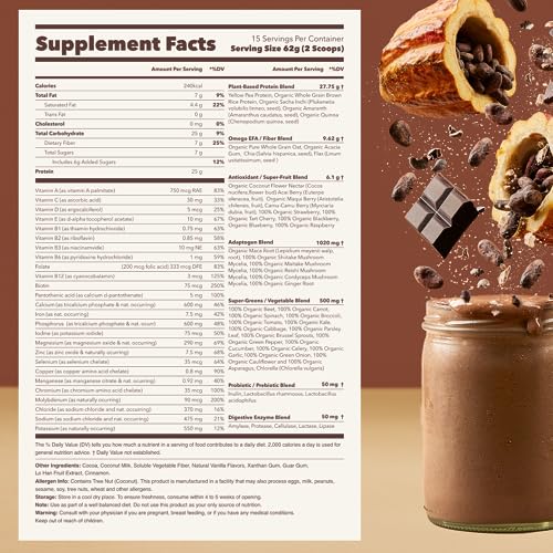 Ka’Chava All-In-One Nutrition Shake Blend, Chocolate, 85+ Superfoods, Nutrients & Plant Ka'Chava
