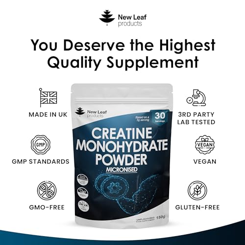 Creatine Monohydrate Powder 100% Pure Micronized Creatine - 150g Increased Absorption NEW LEAF PRODUCTS