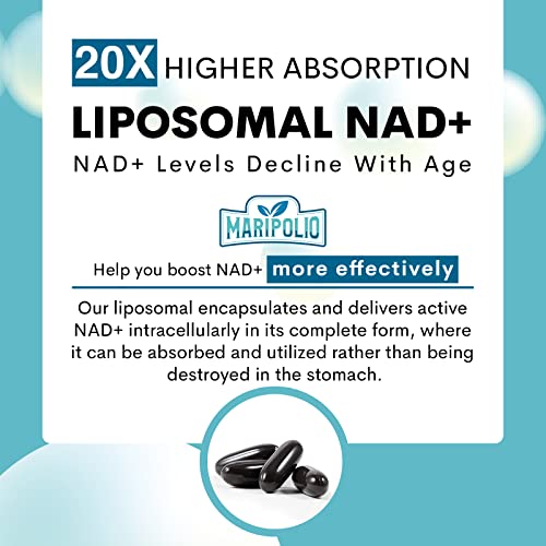 Liposomal NAD+ Supplement 1000 mg | Highest NAD Pontecy | Max Absorption | Pure NAD Maripolio