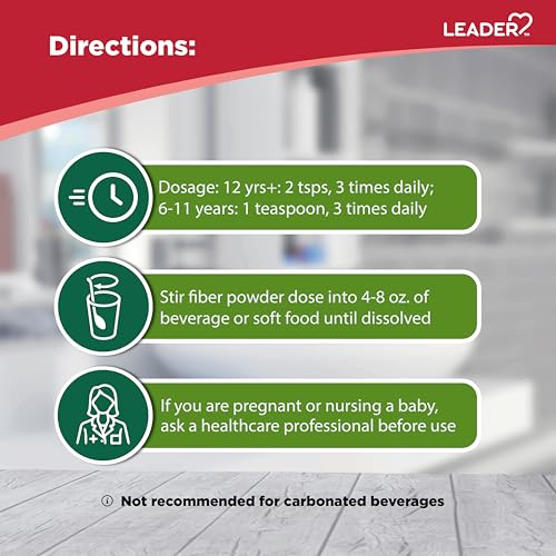 Leader Prebiotic Fiber Supplement Powder for Digestive Health, 100% Natural Daily Fiber 