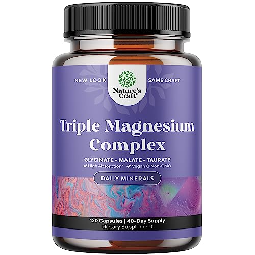 Triple Magnesium Complex Supplement 400mg Elemental - High Absorption Magnesium 