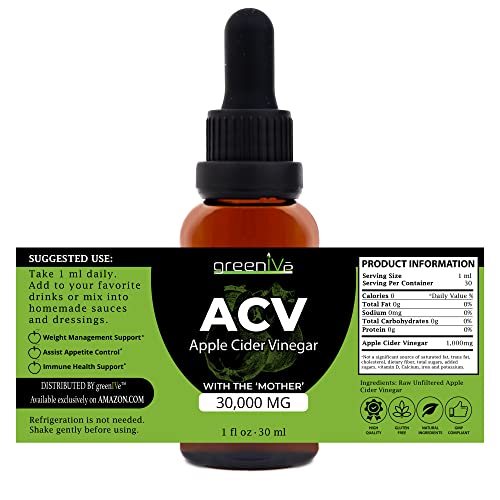 GreenIVe ACV Drops Apple Cider Vinegar Tincture with The Mother Weight Management GreenIVe
