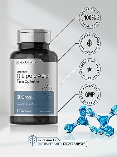 Stabilized R-Lipoic Acid 300mg | 60 Capsules | with Biotin Optimizer | Non-GMO, Gluten Horbäach