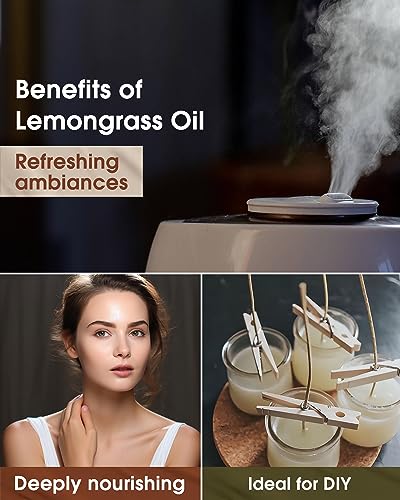 NATURE HUE Lemongrass Essential Oil - 10 mL (1/3 oz) - Pure, Natural, Therapeutic Grade NATURE HUE