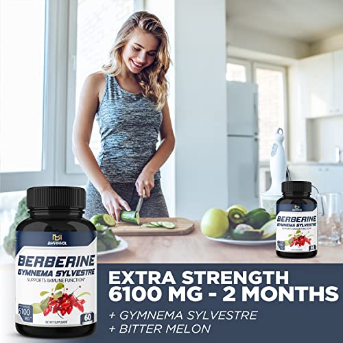 BMVINVOL 5-in-1 Berberine Supplement 6100mg with Ceylon Cinnamon, Gymnema Sylvestre BMVINVOL