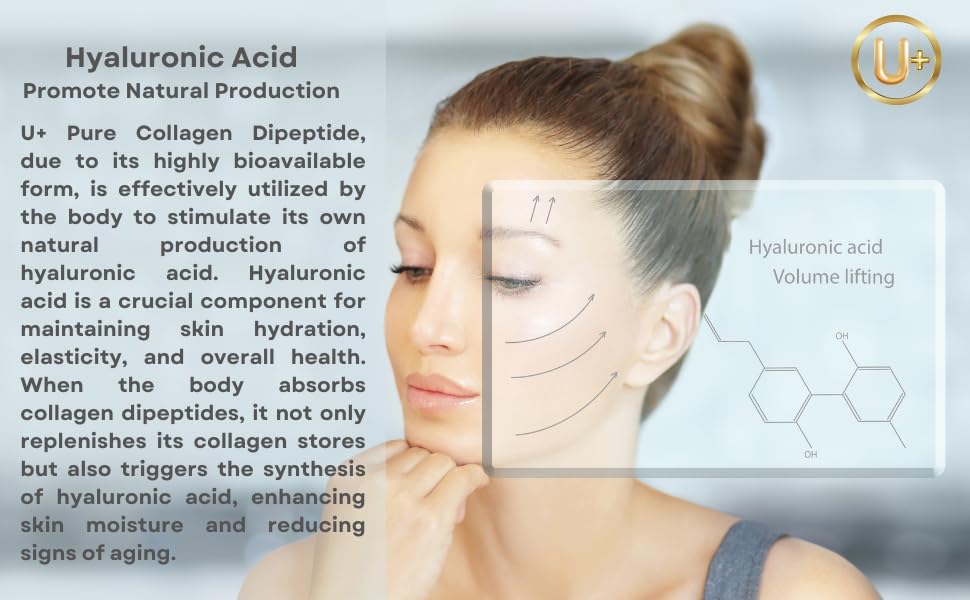 U+ Pure Collagen Dipeptide Supplement - Advanced Hydrolyzed Collagen Powder for Skin, Hair U+ Pure Collagen