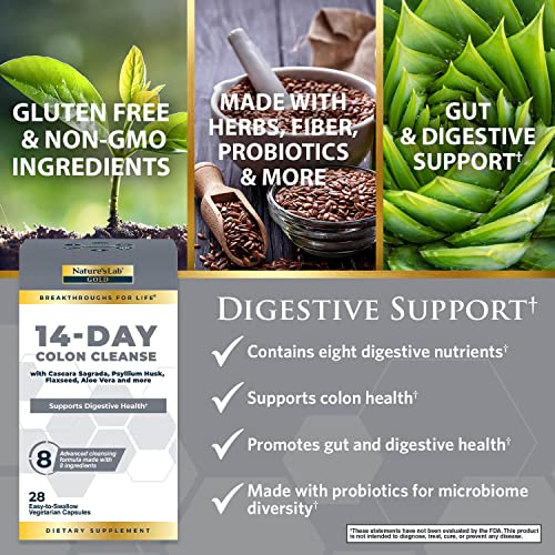 Nature's Lab Gold 14 Day Colon Cleanse* - Blend of Probiotics, Fiber, Flavonoids Nature's Lab