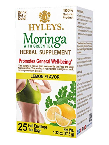 Hyleys Tea Moringa Oleifera with Lemon Flavor - 25 Tea Bags (Miracle Tree Tea)