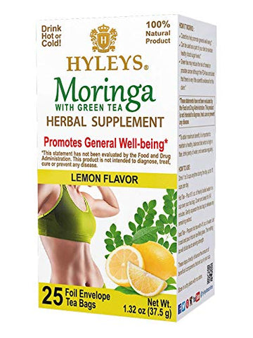 Hyleys Tea Moringa Oleifera with Lemon Flavor - 25 Tea Bags (Miracle Tree Tea)