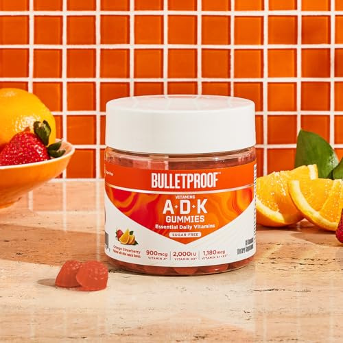 Bulletproof Sugar-Free Orange Strawberry Vitamins A+D+K Gummies, 60 Count, Keto Bulletproof