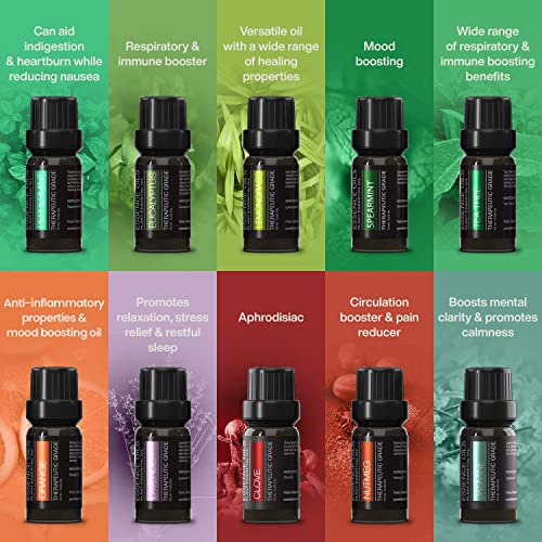 Ultimate Aromatherapy Diffuser & Essential Oil Set - Ultrasonic Top 10 Oils Modern with 4 Timer 7 Ambient Light Pure Daily Care