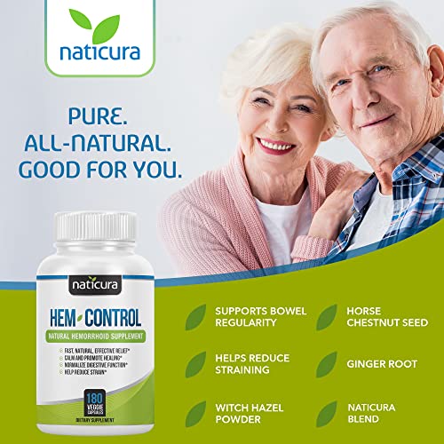 Naticura Hem-Control Natural Hemorrhoid Supplement - Vegan Herbal Supp Naticura