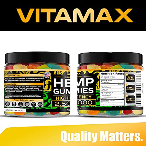 Vitamax Hemp Gummies - Great for Peace & Relaxation - 2,500,000 - Natural Fruit Flavors Vitamax