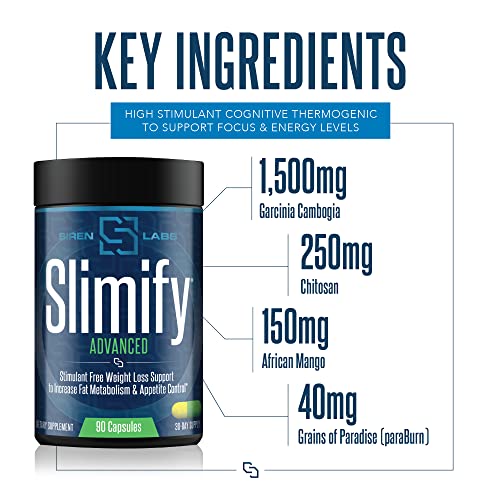 Siren Labs Slimify Advanced Fat Burner for Weight Loss - Garcinia Cambogia, African Mango SIRENLABS