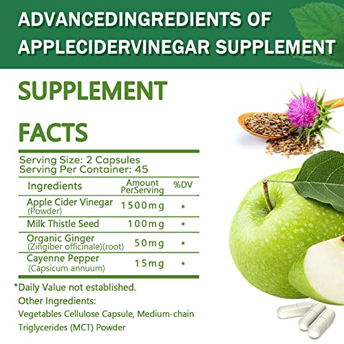 Sugar Free Apple Cider Vinegar Capsules with The Mother, New Formula with Milk Thistle EnvyDeal