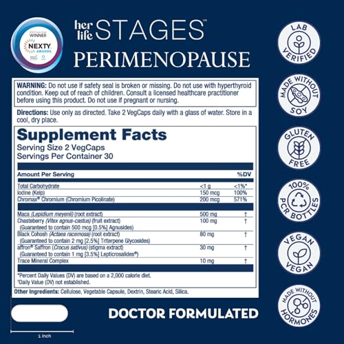 Solaray Perimenopause her Life Stages - Perimenopause Supplements Women - Hot Flashes