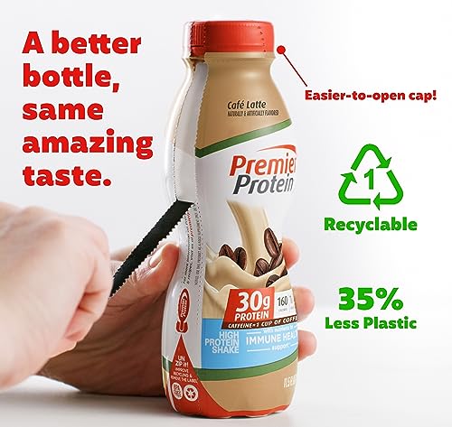 Premier Protein Shake, Café Latte Liquid, 30g Protein, 1g Sugar, 24 Vitamins & Minerals Premier Protein