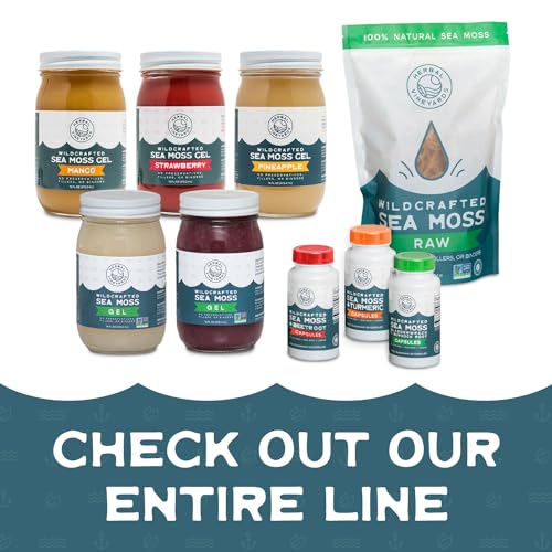 Herbal Vineyards Natural Organic Wildcrafted Gold Raw Sea Moss Gel for Immune Support Herbal Vineyards