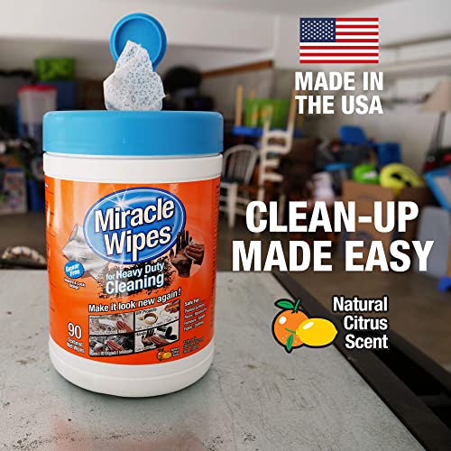 MiracleWipes for Heavy Duty Cleaning (90 Count) - All Purpose Cleaner, Kitchens MiracleWipes