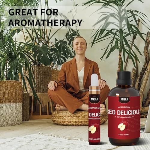 Essential Oils-MISIJI Apple Fragrance Essential Oils for Diffuser for Home 4FL.OZ Plus 0.33,Diffuser Oils Scents MISIJI
