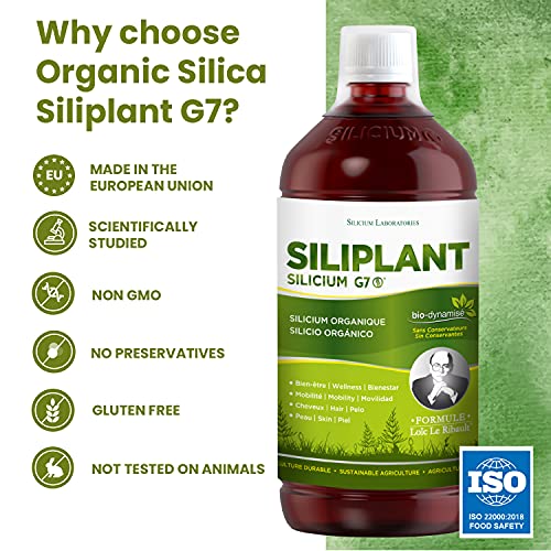 G7 Siliplant Improved Formula. Liquid Silica Supplement Collagen Booster, Strengthens Bones G7