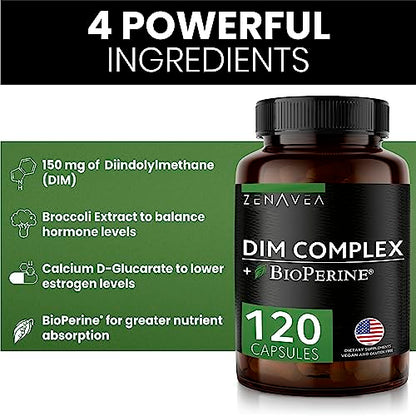 Zenavea Dim Supplement, Hormone Balance for Men with Dim & BioPerrine - Estrogen Blocker for Men