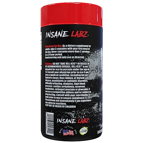 Insane Labz Kill H20, AMPiberry Infused Diuretic, Reduce Water Retention and Bloating Relief Insane Labz