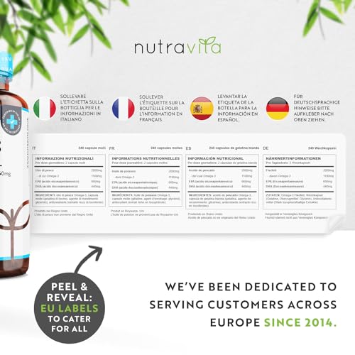 Omega 3 2000mg with 660mg EPA & 440mg DHA per Serving - 240 Softgel Capsules Nutravita