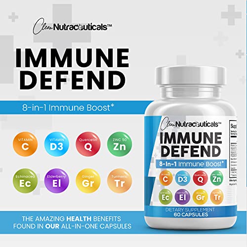Immune Defense Support Supplement 8 in 1 w/Zinc 50mg Quercetin, VIT C