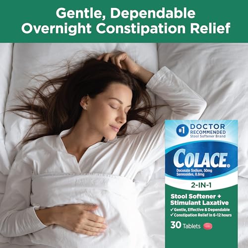 Colace 2-In-1 Stool Softener & Stimulant Laxative Tablets, Gentle Constipation Relief in 6-12 Hours Colace