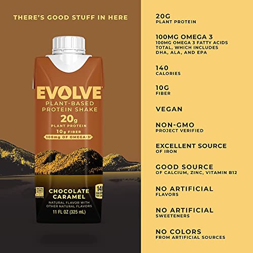 Evolve Plant Based Protein Shake, Chocolate Caramel, 20g Vegan Protein, Dairy Free Evolve