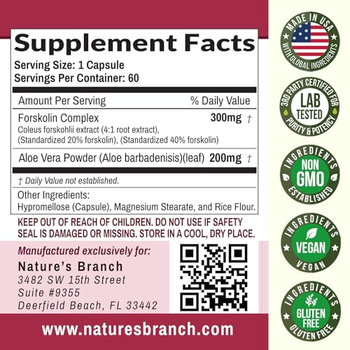 Premium 100% Ultra Pure Forskolin for Weight Loss Max Strength w/ 40% Standardized Nature's Branch