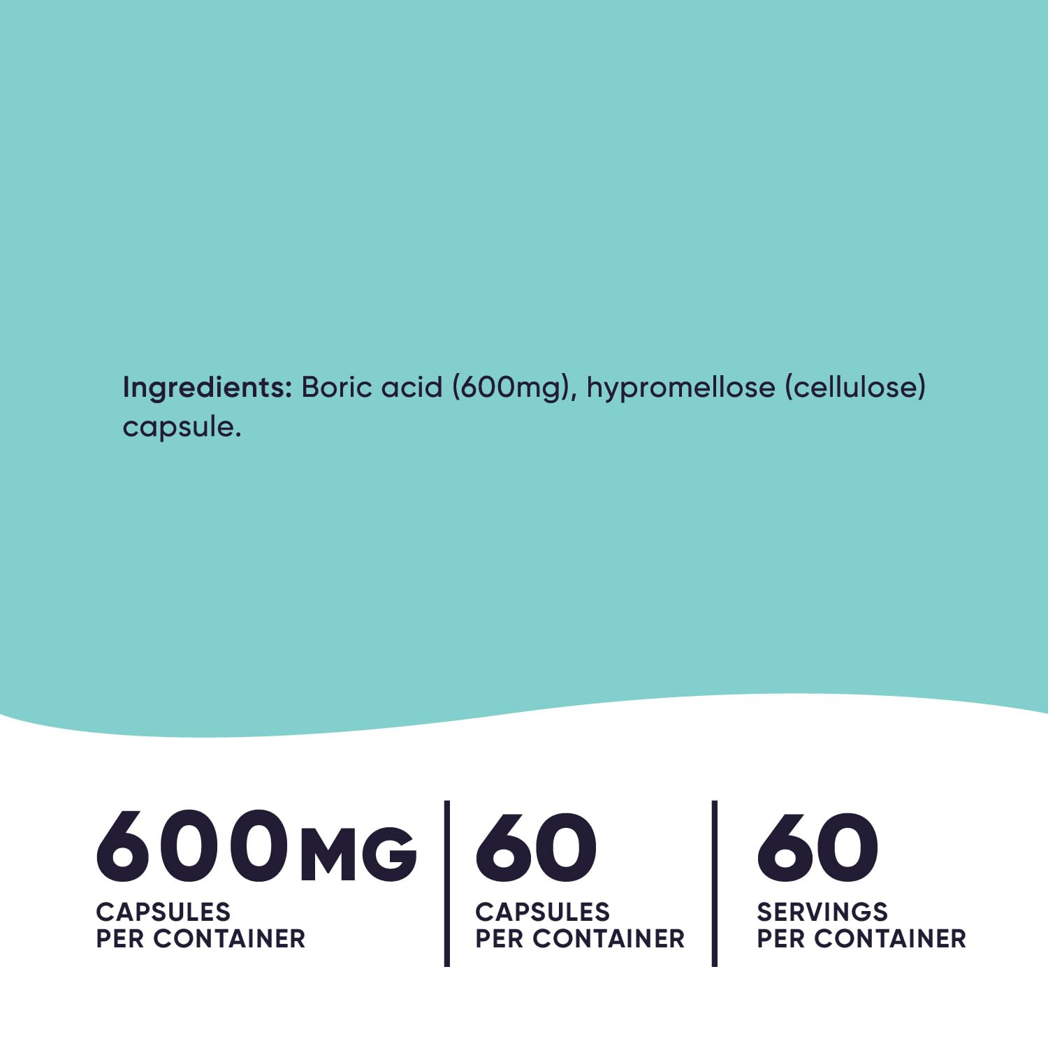 Nutricost Boric Acid 600mg, 60 Capsules - Vaginal Suppository - Non-GMO - for Women Nutricost