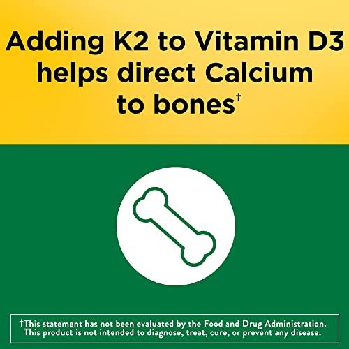Nature Made Vitamin D3 K2, 5000 IU (125 mcg) Vitamin D, Dietary Supplement for Bone Nature Made