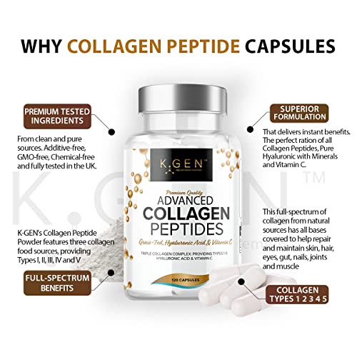 Pure Collagen Supplements Capsules Grass Fed Advanced Multi Collagen Peptides K GEN rejuvenation nutrition