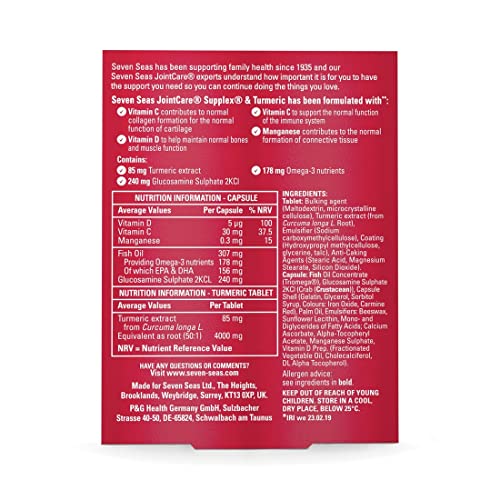Seven Seas JointCare Supplex & Turmeric, With Glucosamine, Omega-3, Vitamins C and D Seven Seas